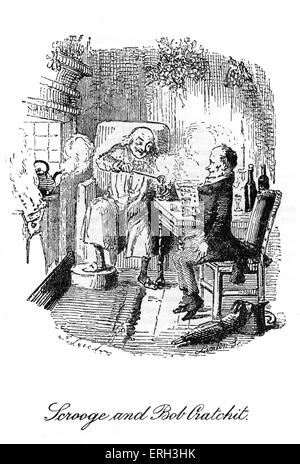 A Christmas Carol (1843) von Charles Dickens, 7. Februar 1812 – 9. Juni 1870. Scrooge und Bob Cratchit: Ebenezer und Bob Anteil einer Stockfoto