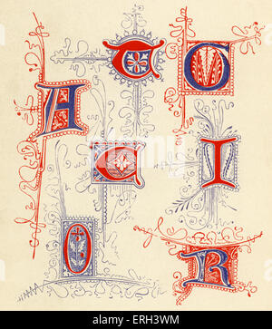 Leuchtbuchstaben, A, O, R und I. rot und blau. Vierzehnten und fünfzehnten Jahrhundert. (1886-Quelle) Stockfoto