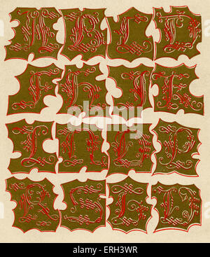 Beleuchtete Alphabet, rot auf Gold.  Fünfzehnten Jahrhundert. (1886-Quelle). Stockfoto