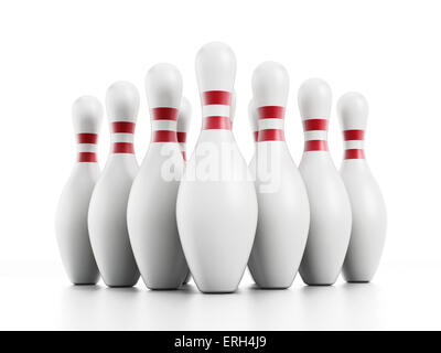 Bowling-Pins isoliert auf weißem Hintergrund. Stockfoto