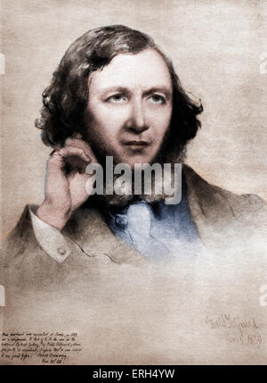Robert Browning: Englischer Dichter und Dramatiker: 7. Mai 1812 – 12 Dezember 1889.  Nach dem Portrait von Feld Talfourd. Farbausführung Stockfoto