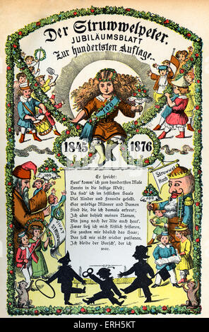 Der Struwwelpeter von Dr. Heinrich Hoffmann - 100. Ausgabe Jubiläumsseite, 1876. Abgedruckt in 400 Auflage 1917 veröffentlicht. Stockfoto