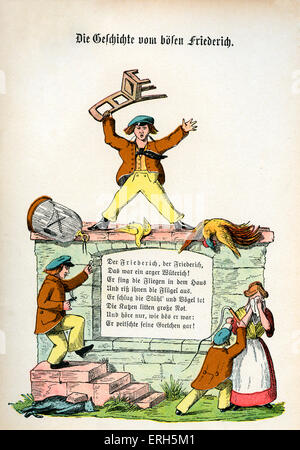 Der Struwwelpeter [Shock-headed Peter] von Dr. Heinrich Hoffmann. Die Geschichte des bösen Friederich [sterben Geschichte Vom bösen Stockfoto