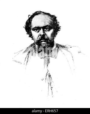 Dante Gabriel Rossetti, einem französischen Radierung. Englischer Dichter, Maler und Übersetzer. 12. Mai 1828 - 10. April 1882 Stockfoto