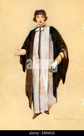 Kaufmann von Venedig von William Shakespeare - Illustration von Portia. Akt IV, Szene ich ("nehmen Sie dann deine Bindung, nimm dein Pfund Stockfoto