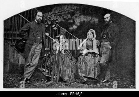 Rossetti Familie - nach Foto von Lewis Carroll. Von links nach rechts: Dante Gabriel, Christina, Frances (Mutter, geb. Stockfoto