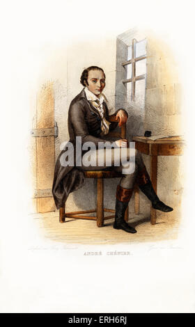 André Chénier. Französischer Dichter. 1762-1794. Kupferstich von Baudran.c.1847 Stockfoto