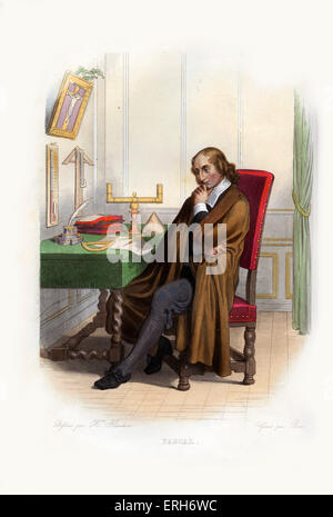 Blaise Pascal. Französischer Mathematiker, Physiker, Erfinder, Schriftsteller und katholischer Philosoph. 1623-1662. Kupferstich von Geille.c.1845 Stockfoto