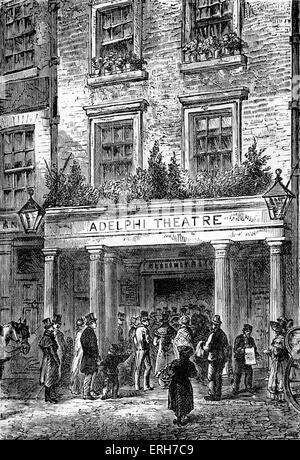 Der Eintritt zur Adelphi Theatre, London, mit Publikum betreten. 1806 von John Scott und seine als "Sans Pareil" gegründet Stockfoto