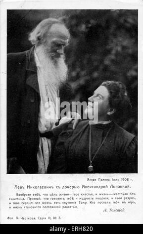 Leo Tolstoy und Gräfin Sophia, seine Frau, 1908, auf dem Landgut Yasnaya Polyana. Tolstoi (links), russischer Schriftsteller: 9 September Stockfoto