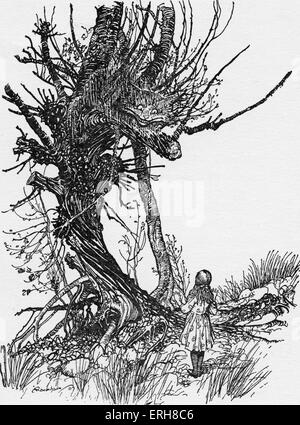 Alices Abenteuer im Wunderland von Lewis Carroll (Charles Lutwidge Dodgson). Bildunterschrift lautet: "Alice und die Grinsekatze" Stockfoto