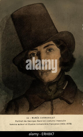 George Sand - Porträt. Richtiger Name: Amantine Aurore Lucile Dupin. Französischer Schriftsteller: 1. Juli 1804 - 8. Juni 1876. Bildunterschrift lautet: Stockfoto