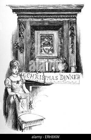 Alten Christmas von Washington Irving: Weihnachtsessen. Illustrationen von Randolph Caldecott entworfen und gestochen von J.D Cooper. Veröffentlichte 1882 von MacMillan & Co, London. WI: US-amerikanischer Autor, Essayist, Biograph und Historiker des frühen 19. Jahrhunderts, 3. April 1783 – 28. November 1859. Stockfoto