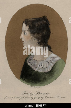Emily Brontë. Bildunterschrift lautet: "aus einem Gemälde einer Familiengruppe von Branwell Bronte". Gemalt von Branwell Bronte. EB: Brite/Britin Stockfoto