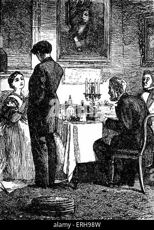 Harte Zeiten - Roman von Charles Dickens. Illustration von Fred Walker (1840 – 1875), Szene "Herr Harthouse Essen in der Stockfoto