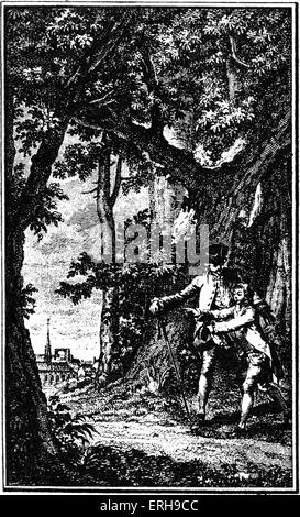 "Émile Ou De l 'Éducation" von Jean-Jacques Rousseau. Illustration aus Gravur von Delvaux nach Zeichnung von Moreau der jüngere. Stockfoto