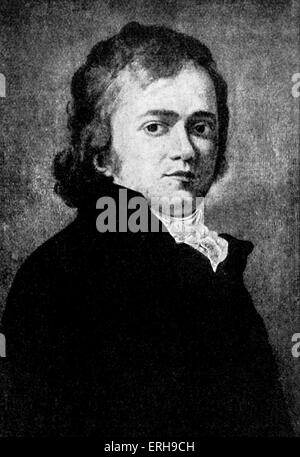 Andre Chenier - Porträt. Französischer Dichter, 30. Oktober 1762 - 25. Juli 1794. Guillotine - französische Revolution-Verbindung. Die Oper basiert auf seinem Leben. Stockfoto