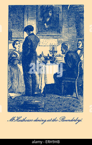 Harte Zeiten - Roman von Charles Dickens. Illustration von Fred Walker (1840 – 1875), Szene "Herr Harthouse Essen in der Stockfoto