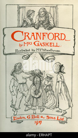 Titelseite: Cranford von Elizabeth Gaskell. Illustrationen von M V Steuerhaus (1895-1933). Elizabeth Cleghorn Gaskell (geb. Stockfoto