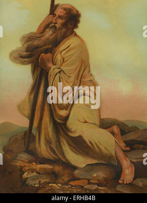 Moses das gelobte Land (Canaan) vom Berg Nebo (Deuteronomium: 34) anzeigen. Illustration von Philip R Morris (1836-1902). Stockfoto