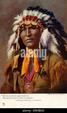 Indianer gekleidet als Hiawatha. Hiawatha, eine legendäre Figur war ein Anhänger der "Der große Friedensstifter", vereint die Stockfoto