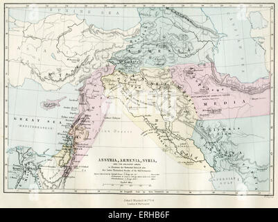 Karte von Assyrien, Armenien, Syrien und den angrenzenden Ländern. 19. Jahrhundert Karte repräsentieren die Patriarchal Periode und je später Stockfoto