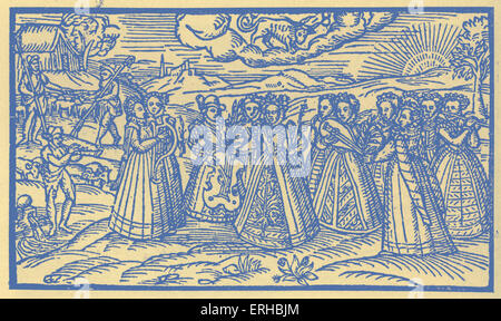 Der Hirte Kalender, 1597.   April. Musikerinnen. Stockfoto