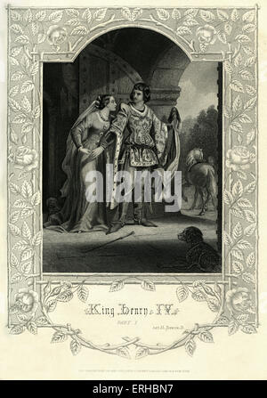 König Heinrich IV (Teil I) von William Shakespeare. Akt II Szene 3. Bildunterschrift lautet "Hotspur und Lady Percy".  Gravur. Englischer Dichter Stockfoto