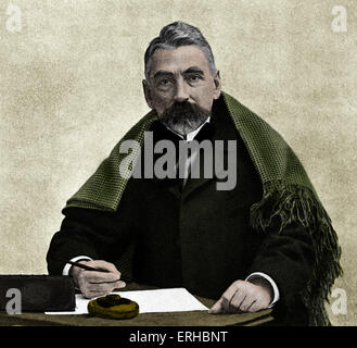 Stéphane Mallarmé an seinem Schreibtisch - französische Dichter. SM: 18. März 1842 – 9. September 1898 Stockfoto