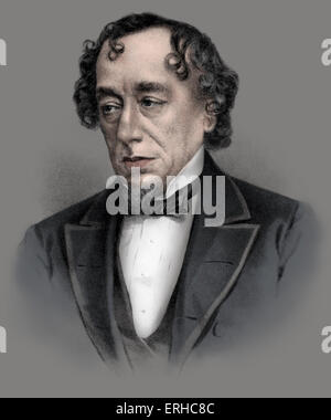 Benjamin Disraeli - Earl of Beaconsfield. Britischer konservativer Staatsmann und literarische Figur: 21. Dezember 1804 – 19. April 1881. Stockfoto