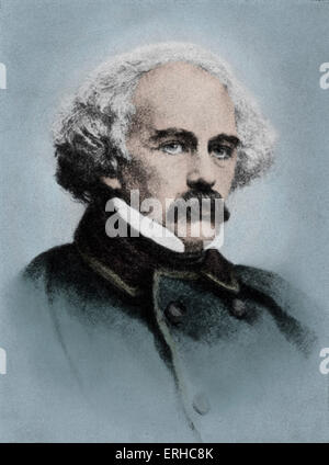 Nathaniel Hawthorne - amerikanischer Novelist und kurzer Geschichteverfasser: 4. Juli 1804 – 19. Mai 1864. Bleistiftzeichnung von Samuel Rowse: 29 Stockfoto