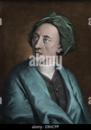 Alexander Pope - Porträt 21. Mai 1688 - 30. Mai 1744 - Porträt von William Hoare Stockfoto