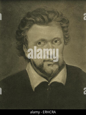 Ben Jonson, Portrait. Englischer Dramatiker, Dichter und Literaturkritiker, 11 Juni 1572 – 6. August 1637. Nach dem Portrait von Gerard Stockfoto