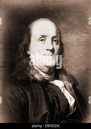 Benjamin Franklin, amerikanischer Wissenschaftler, Erfinder, Staatsmann, Ökonom, 1706-1790, Drucker, Philosoph und Musiker. Stockfoto