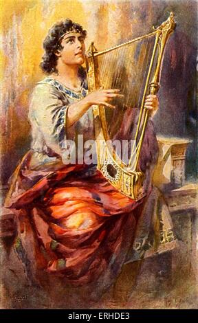 König David spielt die Leier. Stockfoto