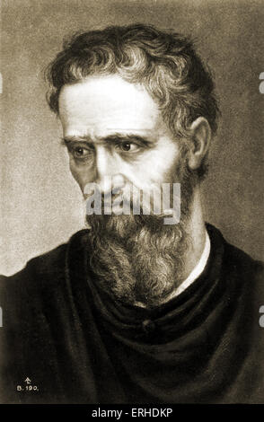 Michelangelo - Italienische Künstler, Portrait, Zeichnung. Italienische Bildhauer, Maler, Architekt. M: 6. März 1475 - vom 18. Februar 1564 Stockfoto