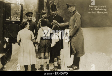 Paul von HINDENBURG - Bundespräsident und militärischer Führer verlassen Hannover Stockfoto