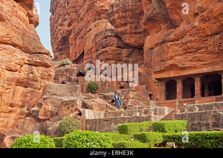 Höhlentempel in Badami, Karnataka, Indien, Asien Stockfoto