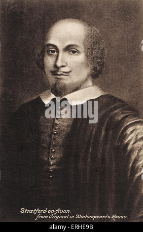 William Shakespeare, Portrait.  Stratford (seinem Geburtsort) vom original in Shakespeares Haus. Englischer Dramatiker Stockfoto