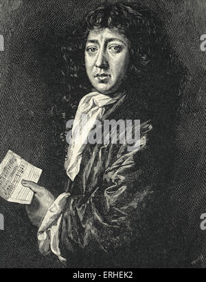 Samuel Pepys - Porträt Partitur nach dem Gemälde von John Hayls halten.  Englischer Schriftsteller und Chronist. 1633 - 1703 Stockfoto