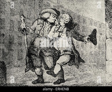 Samuel Johnson und James Boswell - Illustration - "Zu Fuß auf der High Street" von einer Karikatur von Thomas Rowlandson. Stockfoto