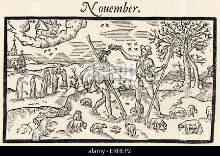 Edmund Spenser - englische Dichter - "The Shepherd Kalender" - Illustration - "November" - 1597 c 1552-Januar 13 1599 Stockfoto