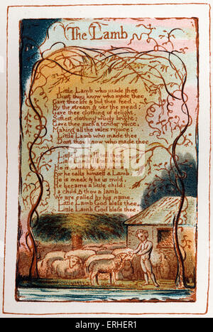 Das Lamm - eine Seite von "Songs of Innocence" entworfen und geschrieben von William Blake, britischer Dichter, Maler und Kupferstecher. 28 Stockfoto