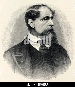 Charles Dickens - Porträt Kupferstich von JC Armytage vom Foto im Jahre 1868. Englischer Schriftsteller, 1812-1870. Stockfoto