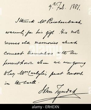 John Tyndall - Brief aus dem irischen Physiker.  Signatur von 9. Februar 1881 1820-1893 Stockfoto