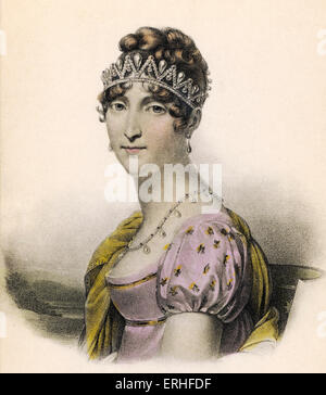 Königin Hortense - Porträt. Vollständiger Name: Hortense-Eugénie de Beauharnais. Verheiratet mit Louis Bonaparte (Bruder von Napoleon), daher, Königin von Holland und Mutter von Napoleon III. 1783 - 1837 Stockfoto