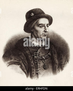 Louis XI - Porträt.  König von Frankreich, Sohn von Charles VII.  Vereinigung des französischen Territoriums zugeordnet. 1423 - 1483 Stockfoto