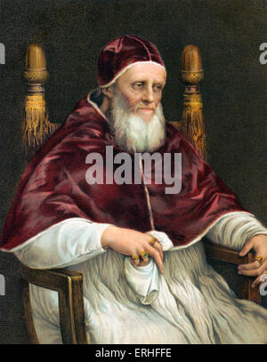 Papst Julius II. - Porträt. Papst von 1503 bis 1513-5. Dezember 1443 - 21 Februar 1513 - Gemälde von Raffaello Sanzio Stockfoto