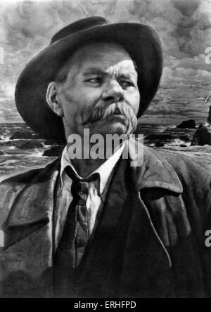 Alexei Maximovich / Maxim Gorky - Porträt des russischen Schriftstellers. Gorki. 28. März 1868 - 14. Juni 1936. Gemalt von Isaac Stockfoto