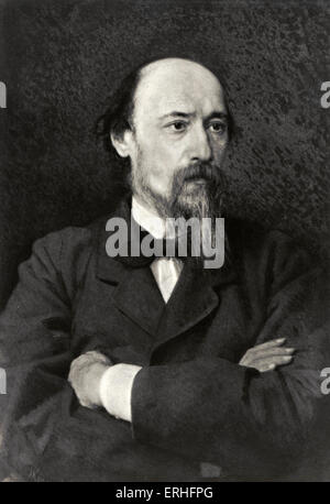 Nikolai Alekseyevich Nekrasov - Porträt des russischen Dichters. 28. November 1821 - 8. Januar 1878. Stockfoto